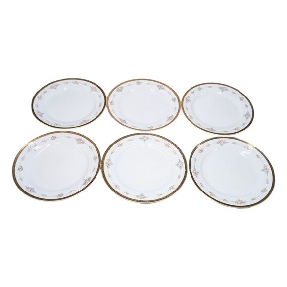 Antique Noritake M Small Plate LOT OF 6 Roses Gold Encrusted 7.5" JAPAN - Picture 2 of 11